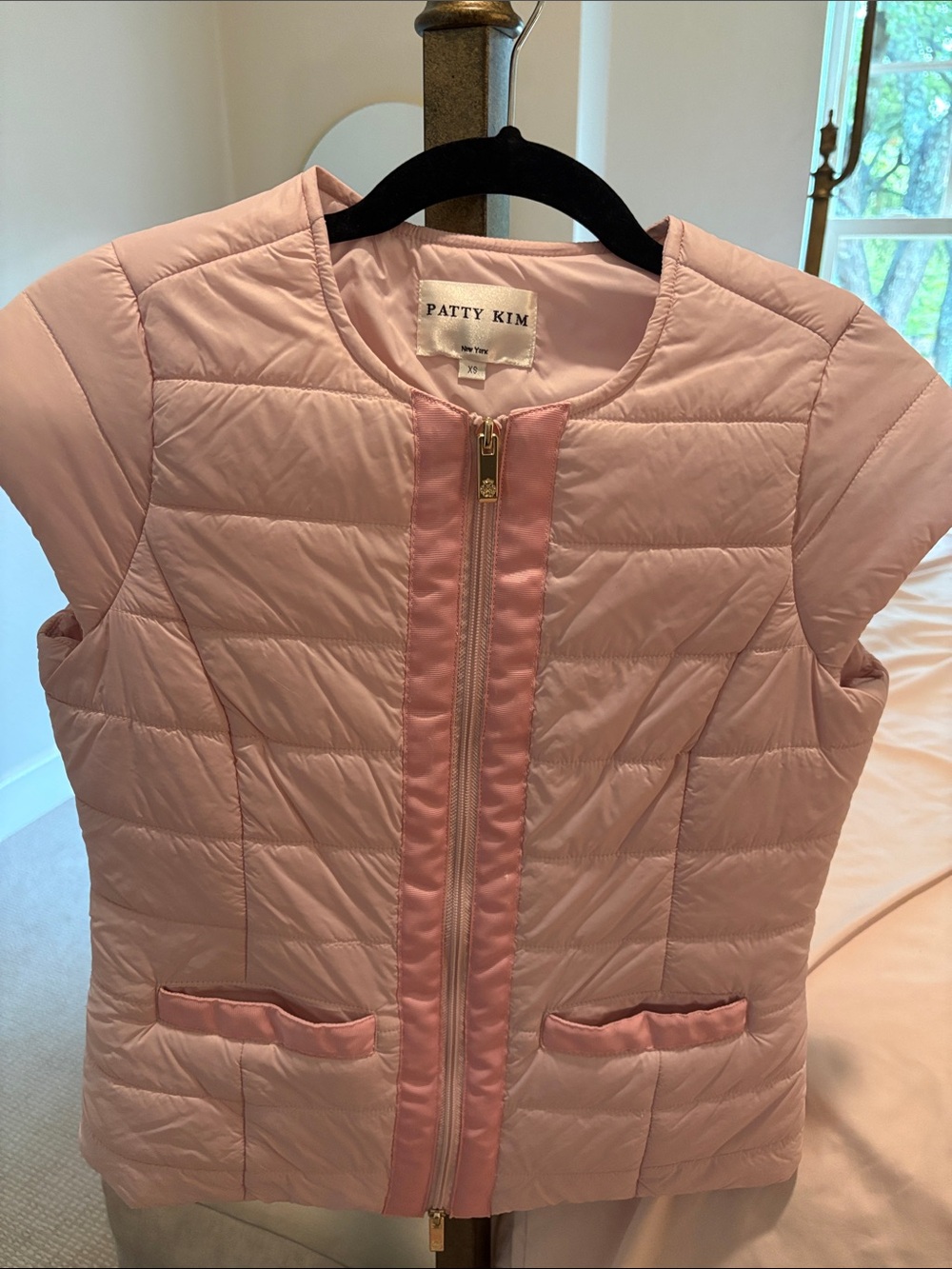 PATTY KIM Pink Quilted Short-Sleeve Puffer Vest